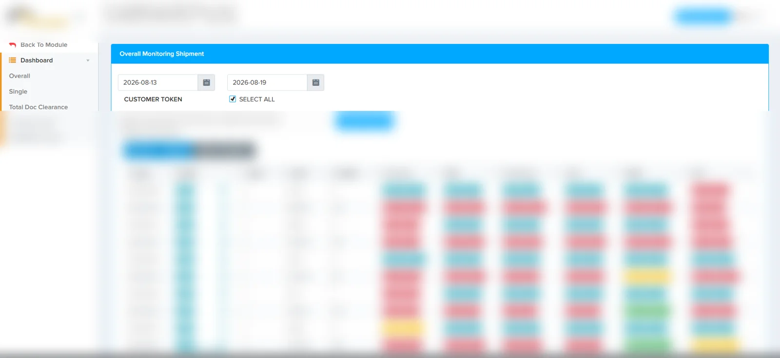 Sanitized CIAS shipment monitoring dashboard